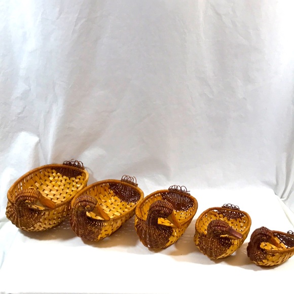None Other - Vintage Wicker Woven Duck Nesting Basket’s